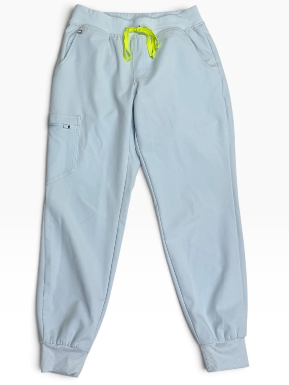 FIGS Zamora Jogger Scrub Pants Open Skies Blue Neon Drawstring S/P 1000208